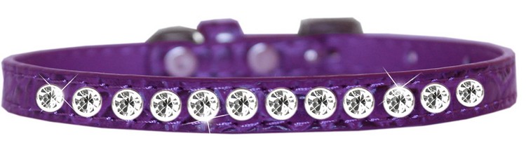 One Row Clear Jewel Croc Dog Collar Purple Size 16